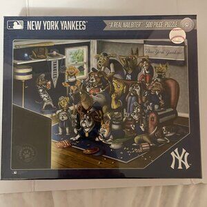 BRAND NEW SEALED New York Yankees "A Real Nailbiter" 500 Piece Puzzle MLB Dogs